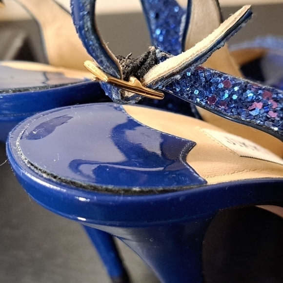 Jimmy Choo Open Toe Glitter Shoes 12cm lift Size 36.5 - Picture 8 of 12